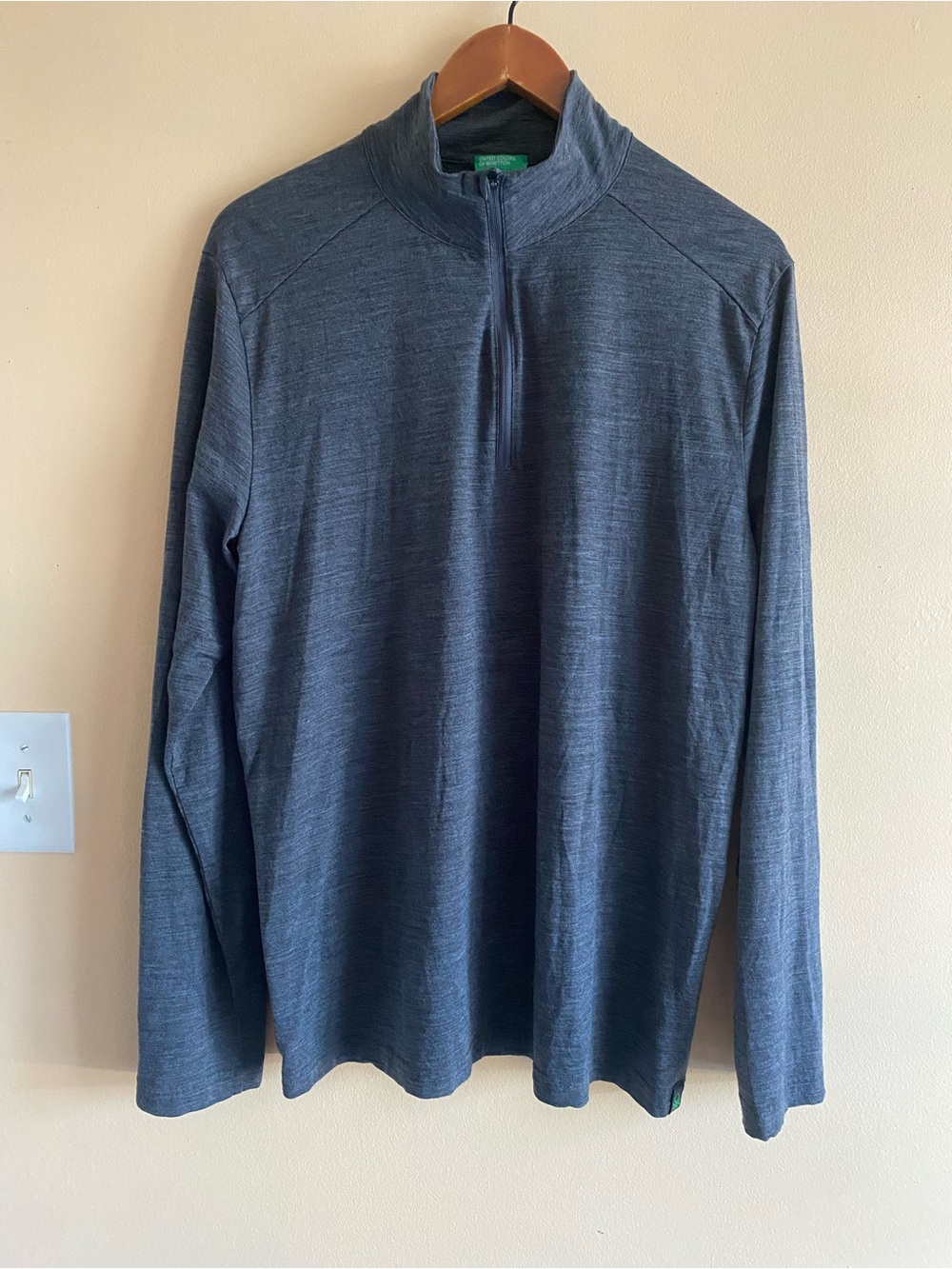 United Colors of Benetton Merino Wool 1/4 Zip Shirts L Lot of 2 - Picture 2 of 15